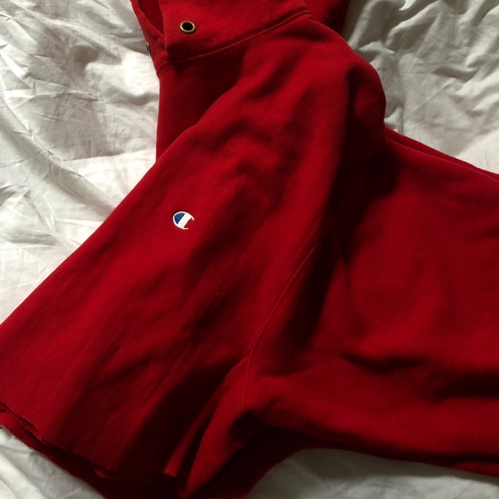 Champion Reverse Weave Cropped Red Hoodie